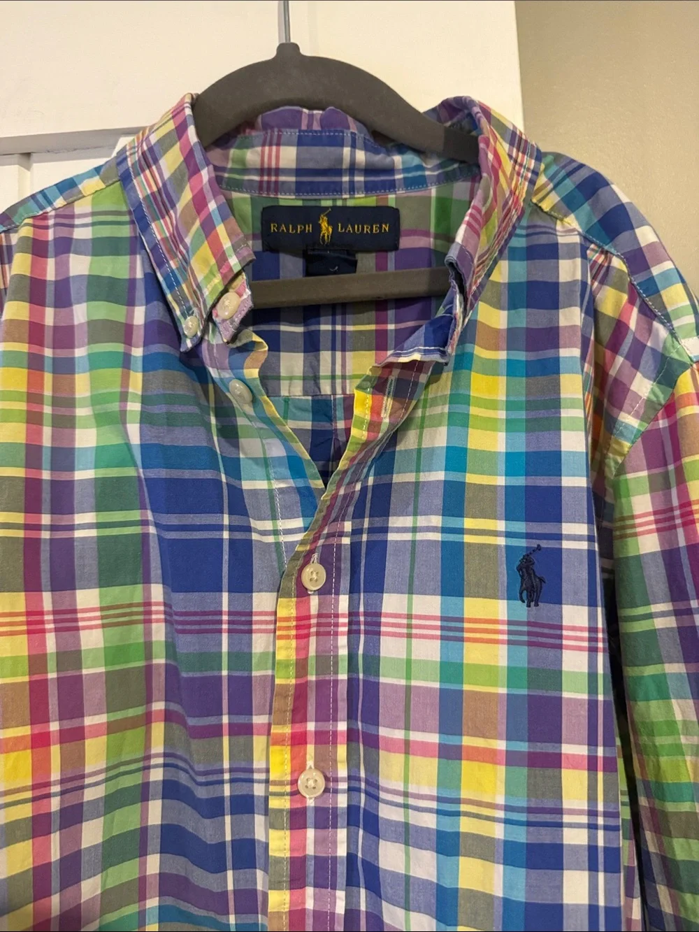 Ralph Lauren Multicolor Plaid Button-Down Shirt - Blue, Green, Yellow, Pink